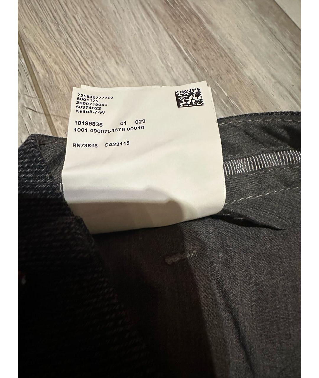 HUGO BOSS Серые хлопко-эластановые классические брюки, фото 6