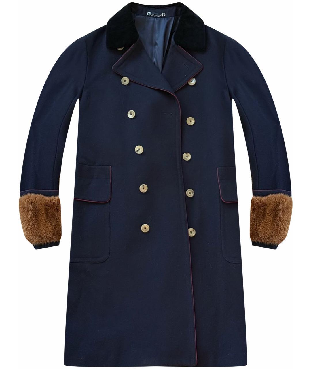 GUCCI Темно-синее шерстяное пальто, фото 10