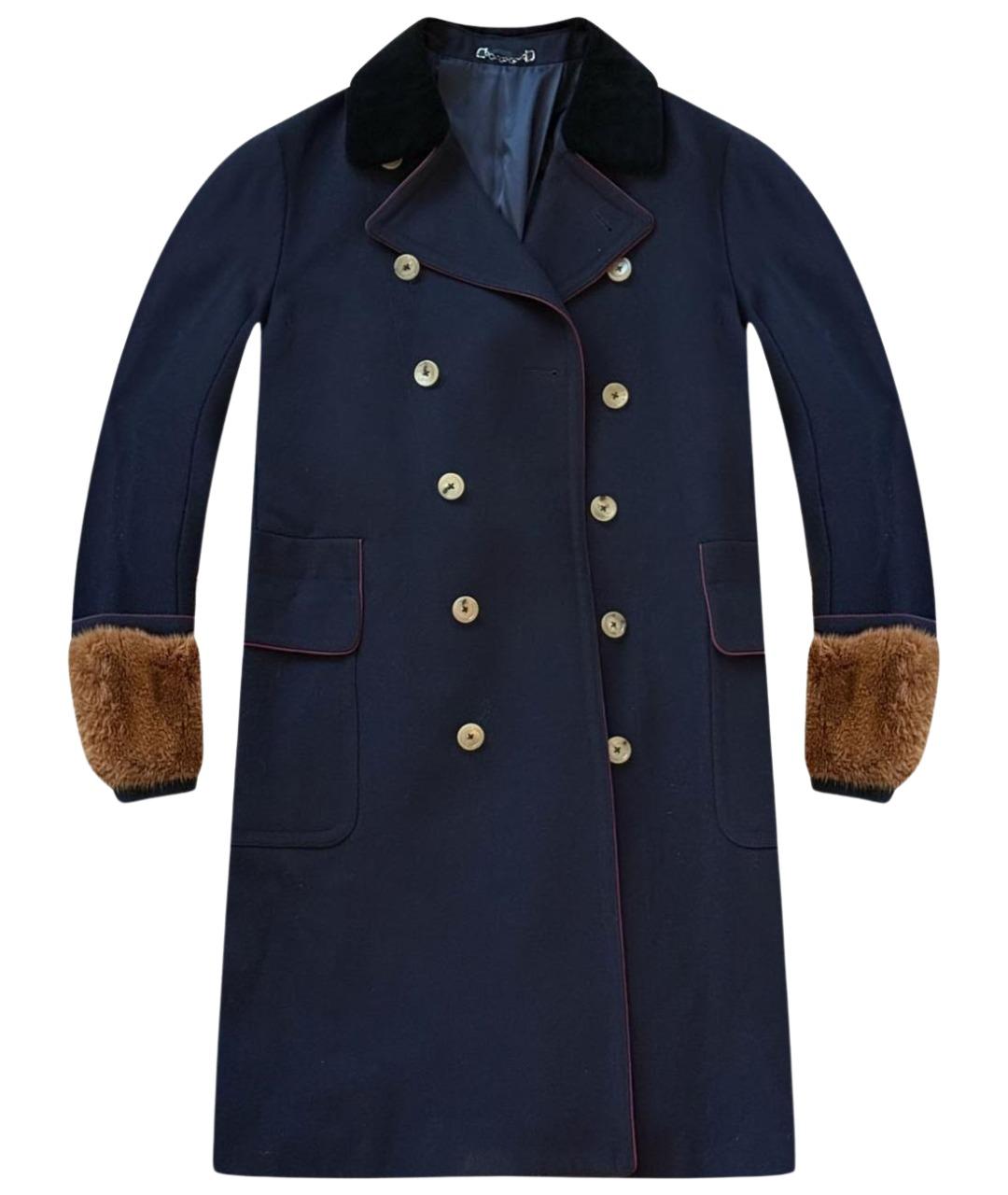 GUCCI Темно-синее шерстяное пальто, фото 1