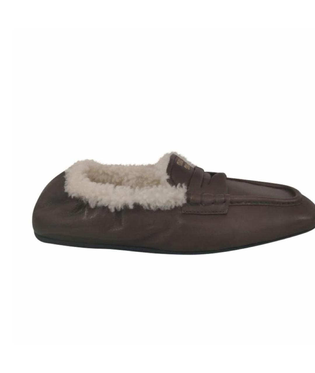 MIU MIU Коричневые кожаные мокасины, фото 2