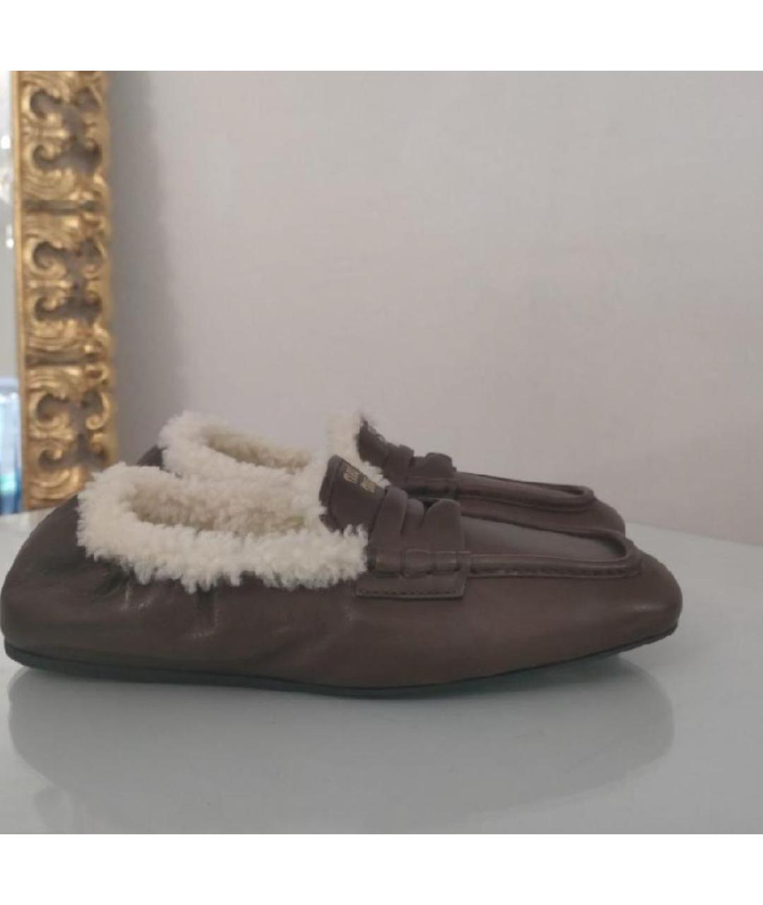 MIU MIU Коричневые кожаные мокасины, фото 6
