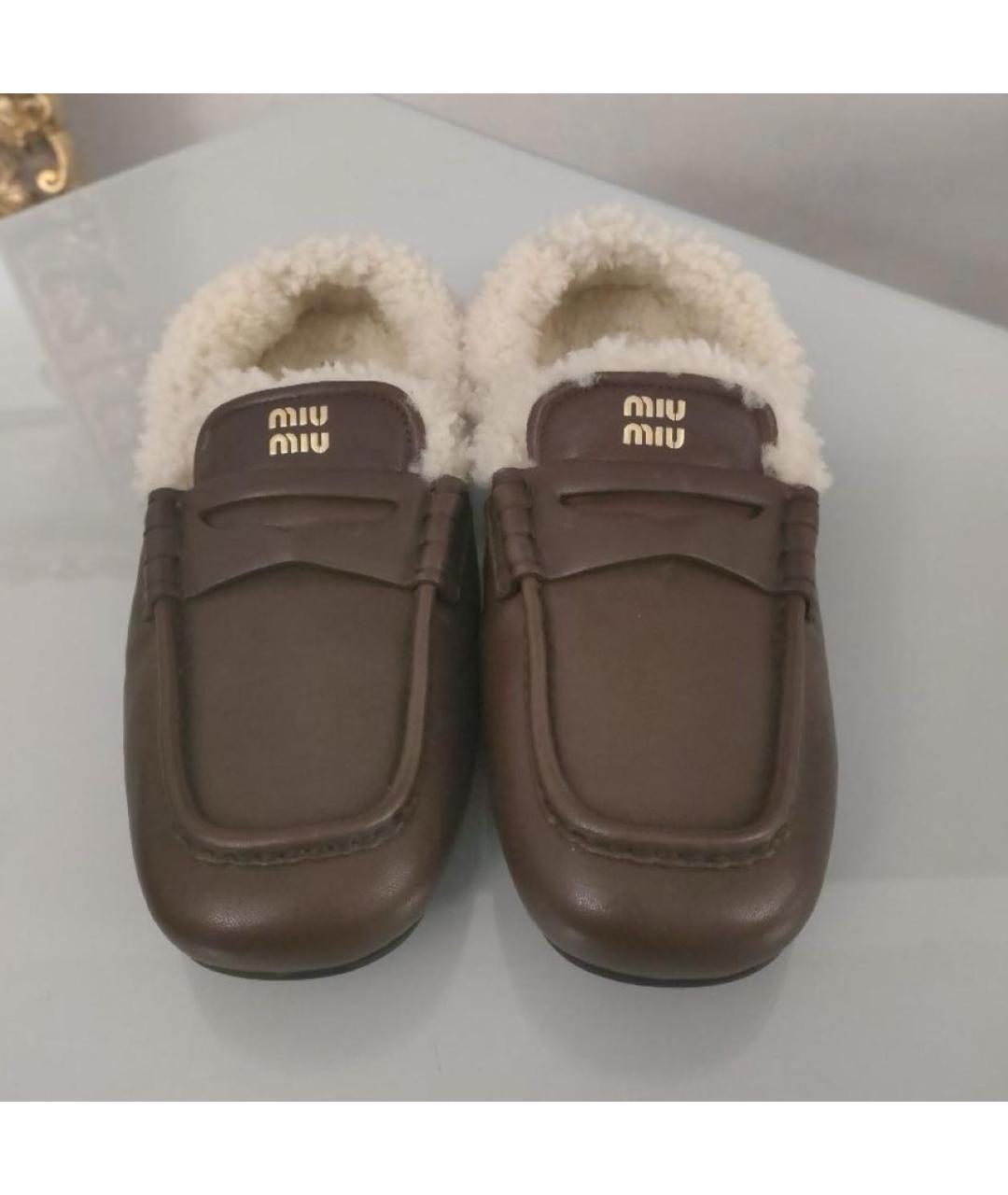 MIU MIU Коричневые кожаные мокасины, фото 3
