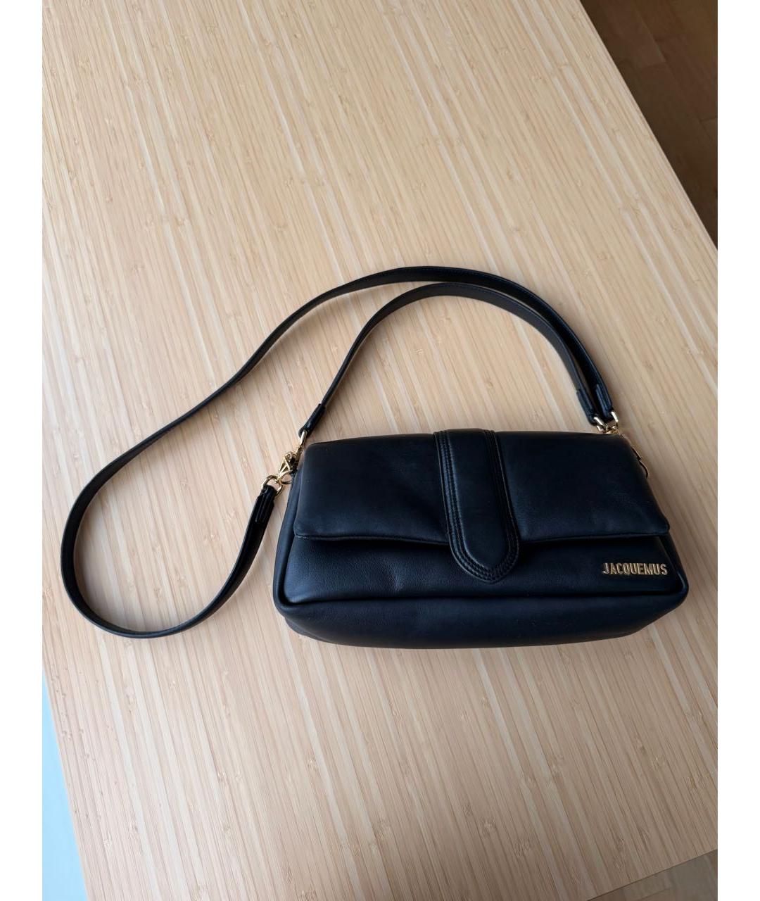 JACQUEMUS Черная кожаная сумка через плечо, фото 6