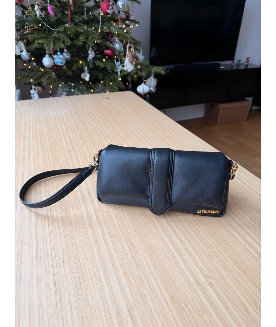 JACQUEMUS Черная кожаная сумка через плечо, фото 2