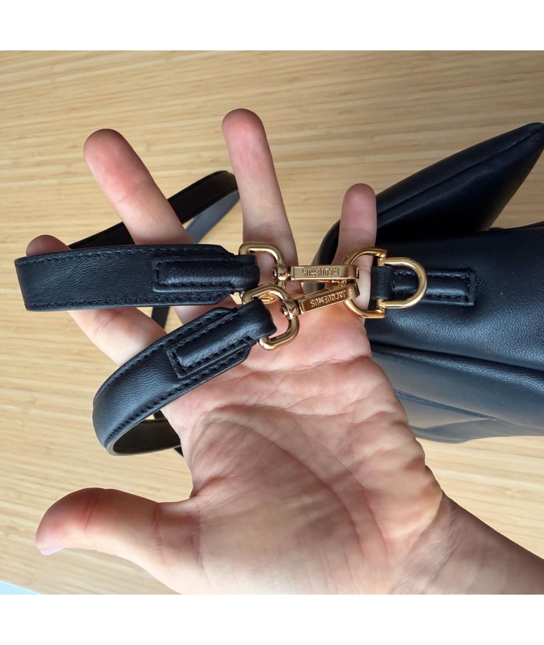 JACQUEMUS Черная кожаная сумка через плечо, фото 5