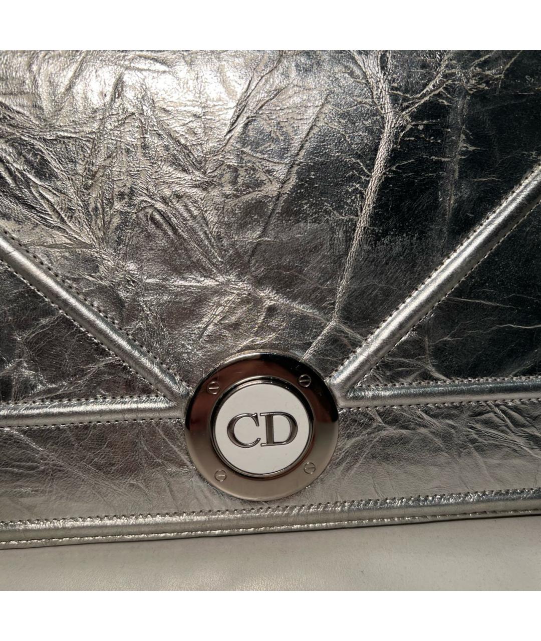 CHRISTIAN DIOR Серебряная кожаная сумка через плечо, фото 3