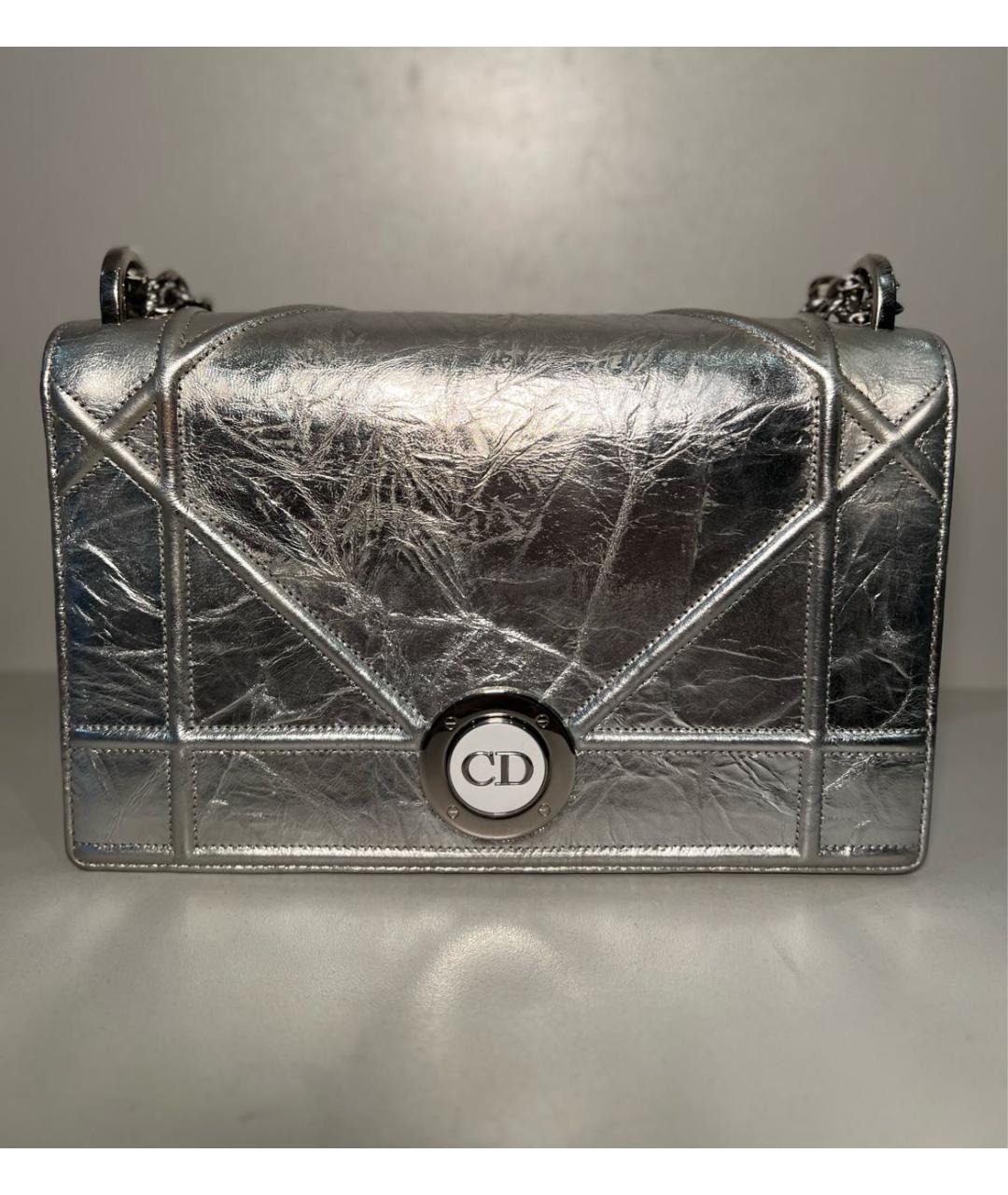CHRISTIAN DIOR Серебряная кожаная сумка через плечо, фото 8