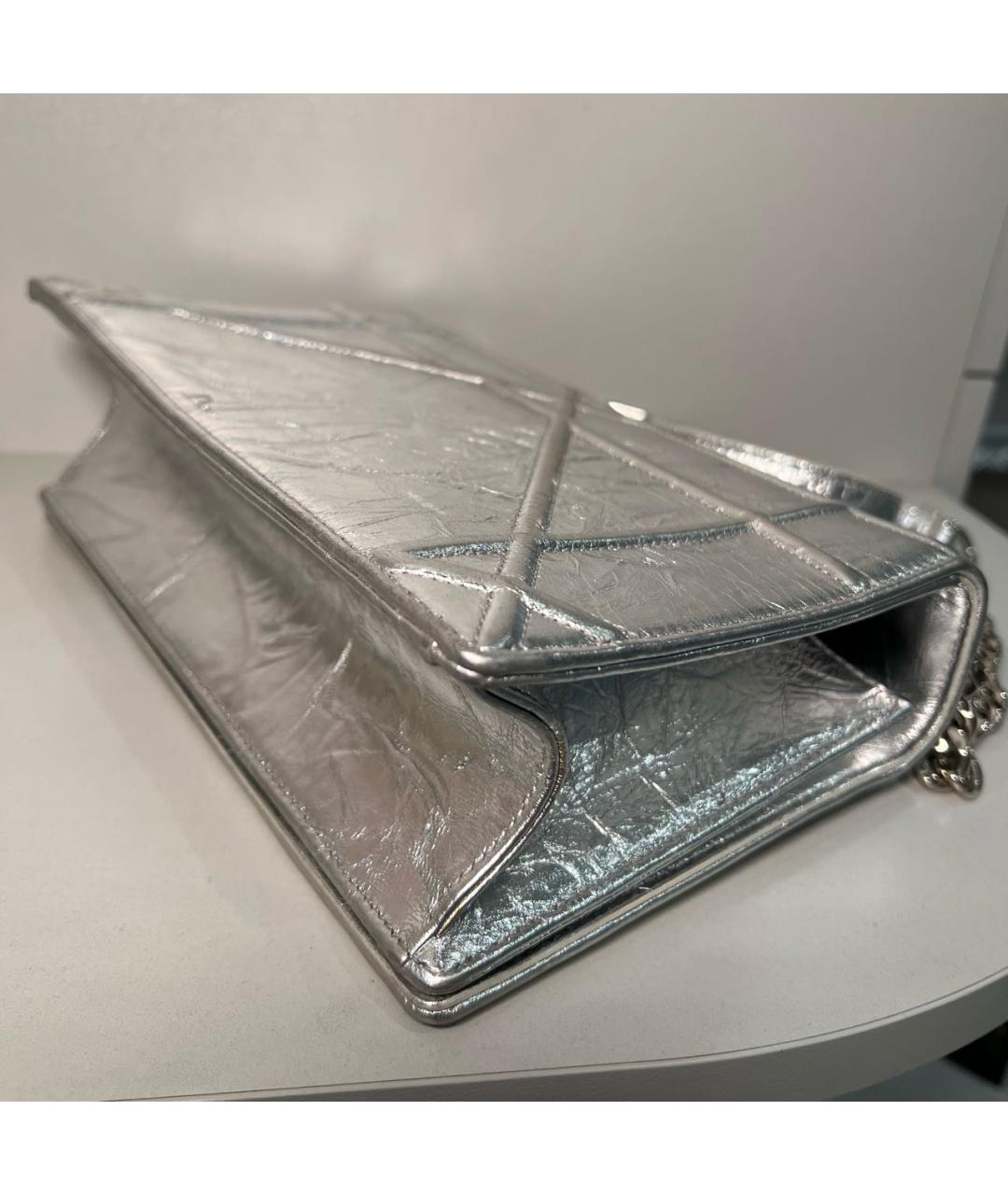 CHRISTIAN DIOR Серебряная кожаная сумка через плечо, фото 7