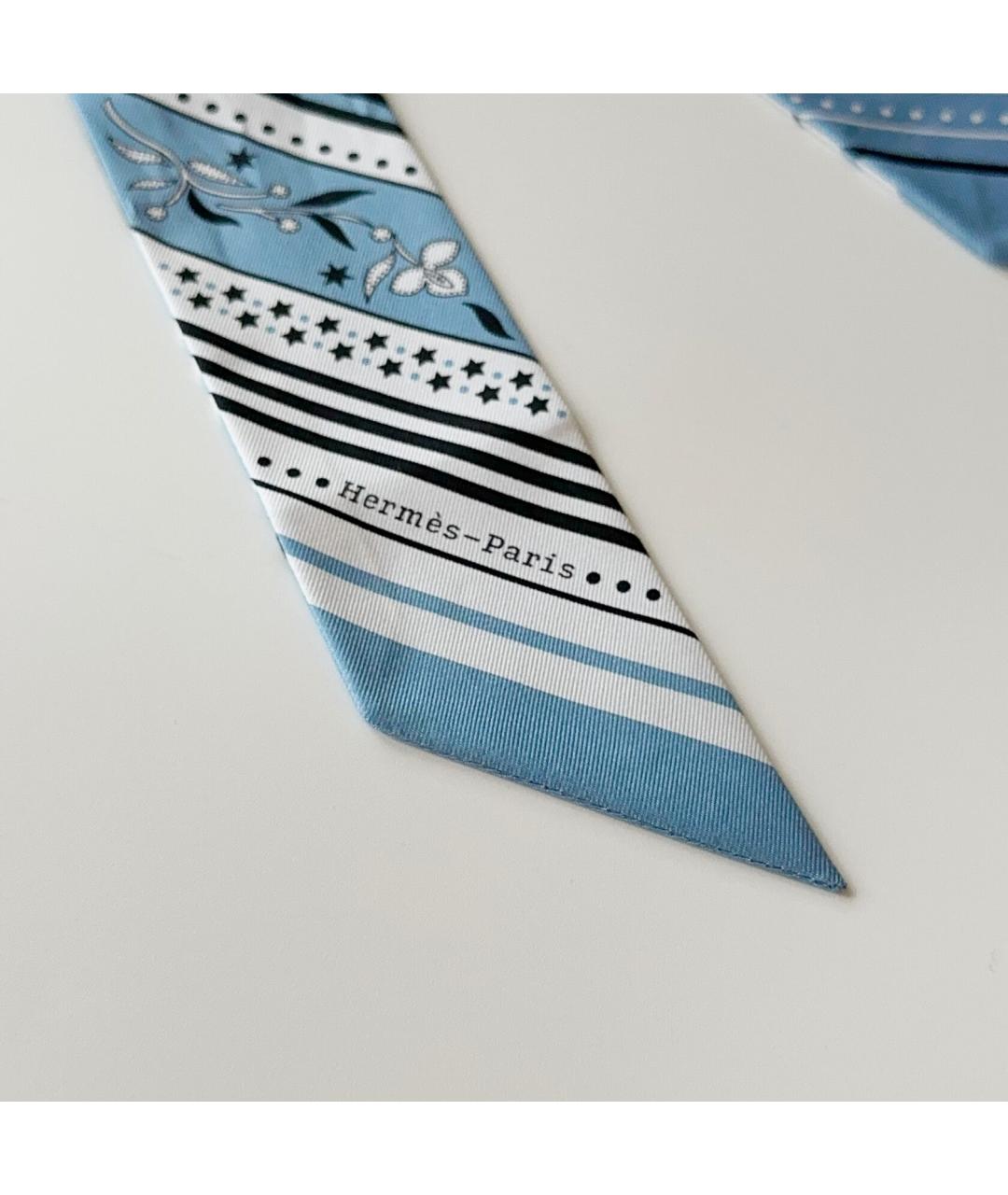 HERMES Синий шелковый платок, фото 6