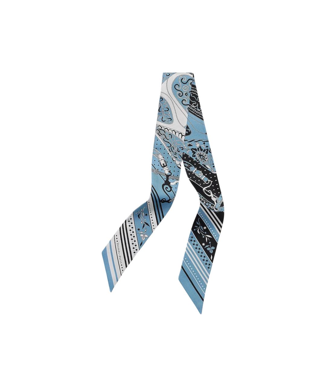 HERMES Синий шелковый платок, фото 8