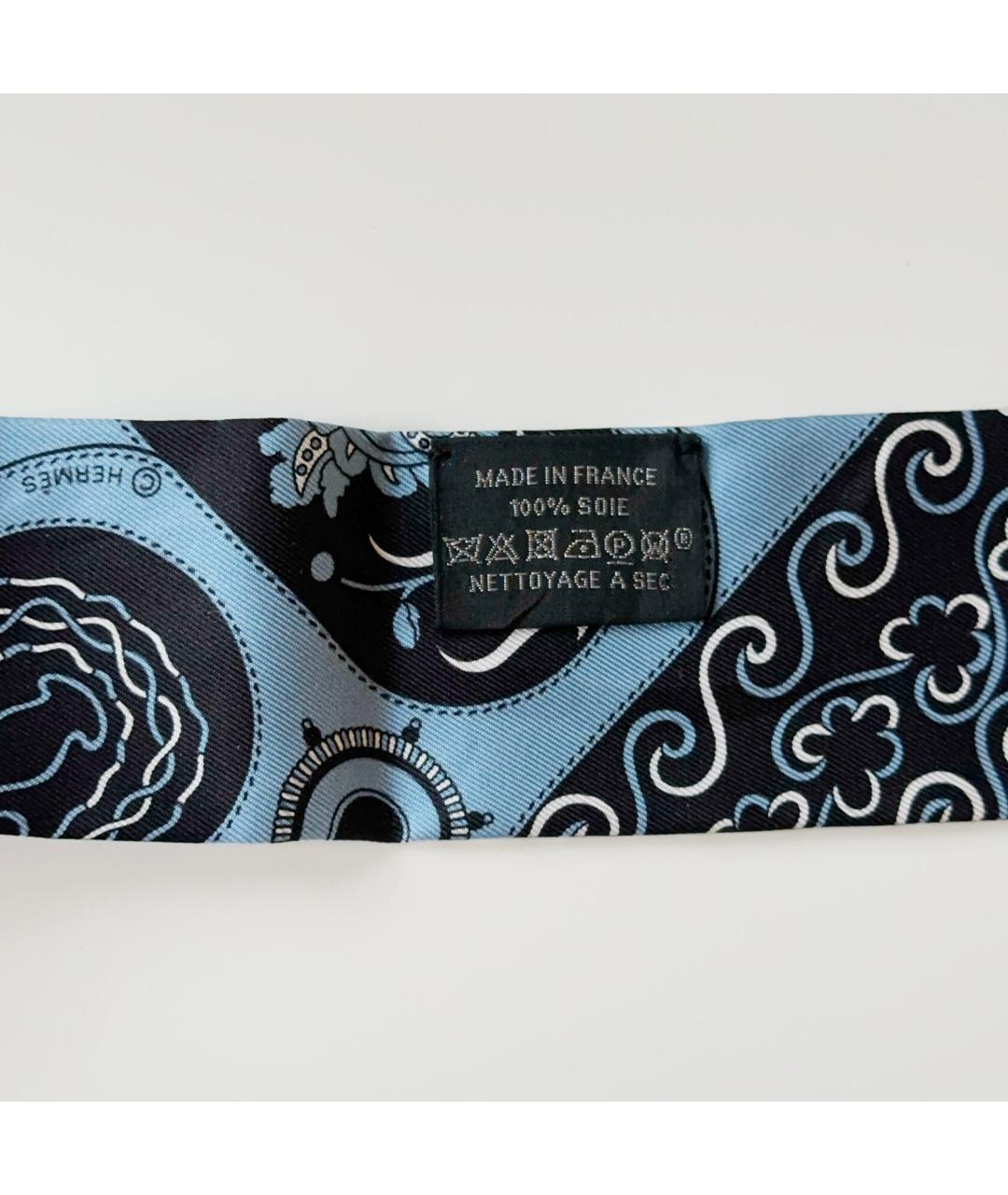 HERMES Синий шелковый платок, фото 7