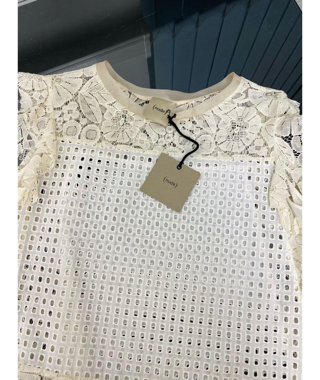NUDE Белая хлопковая блузы, фото 3