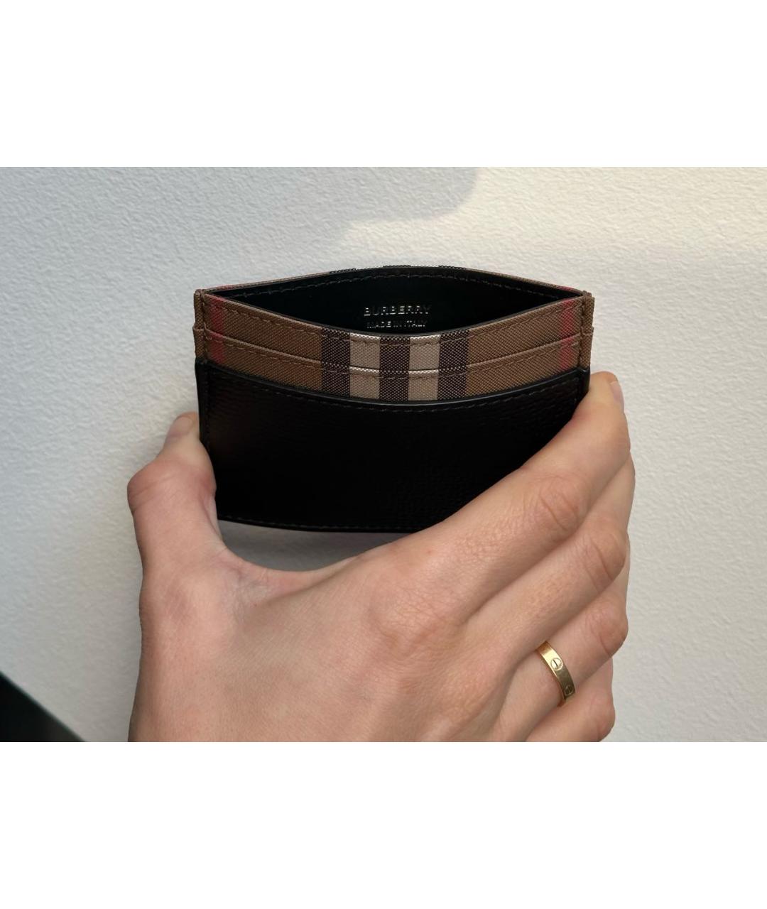 BURBERRY Черный кожаный кардхолдер, фото 5