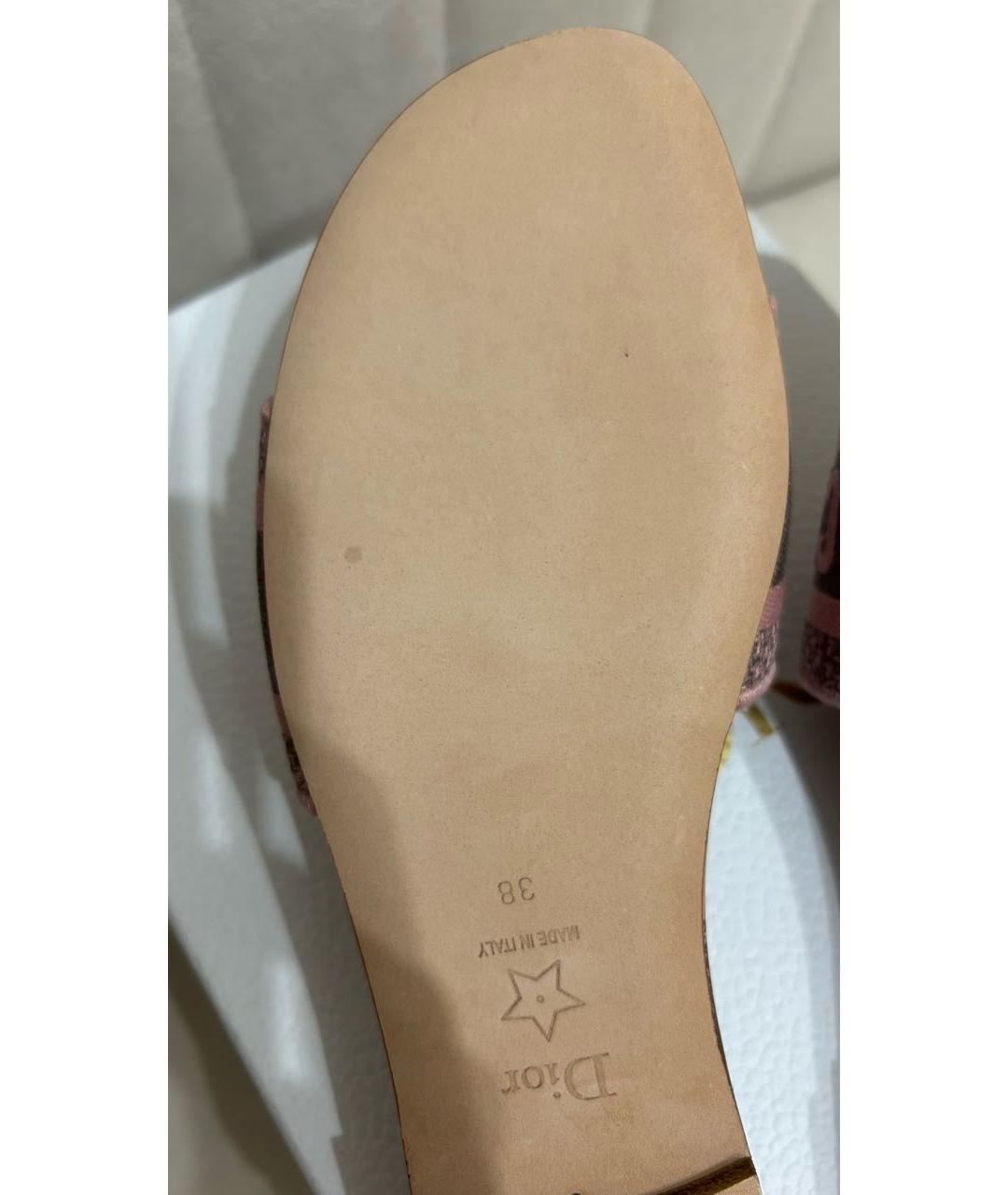 CHRISTIAN DIOR Розовые текстильные шлепанцы, фото 8