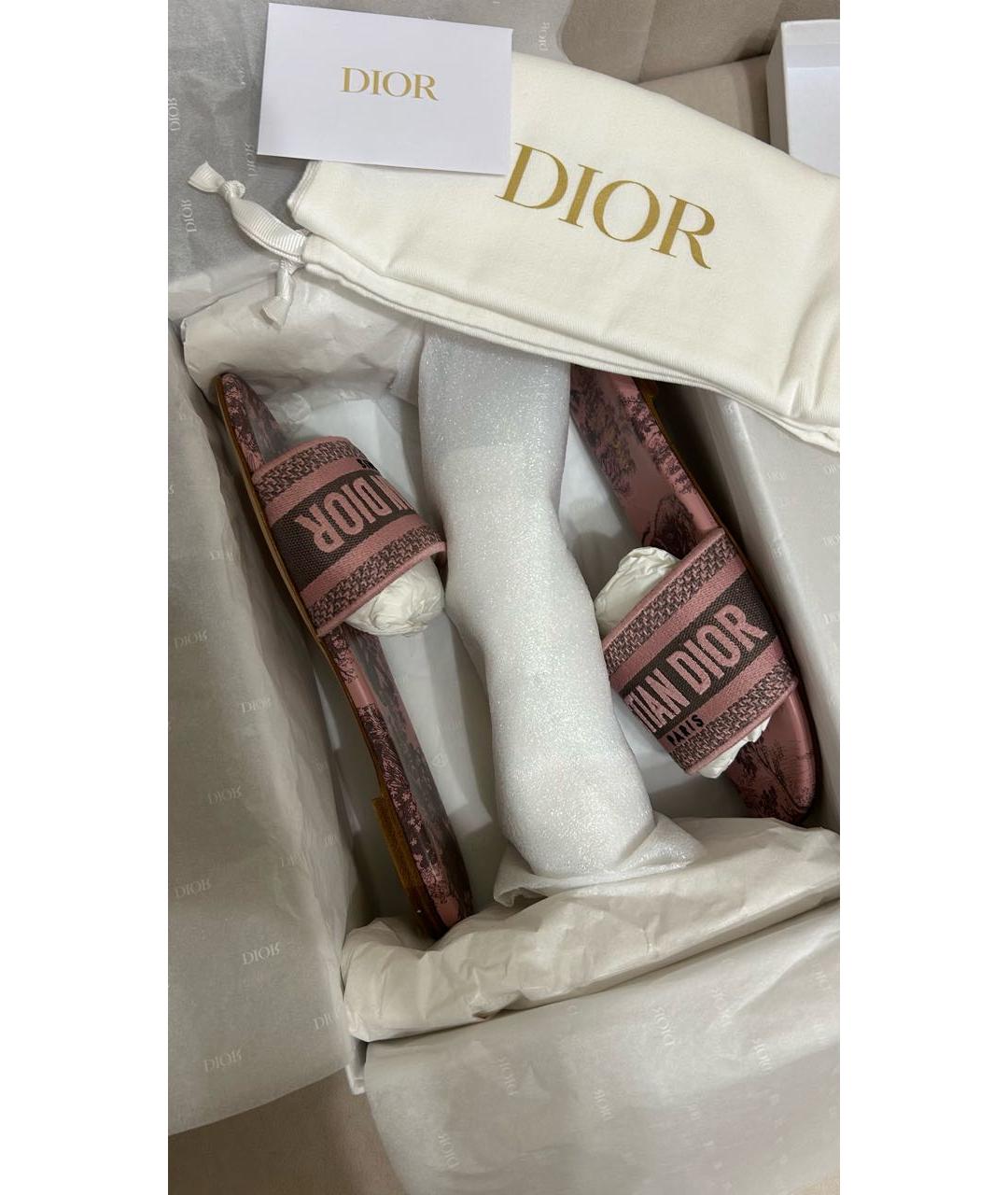 CHRISTIAN DIOR Розовые текстильные шлепанцы, фото 9