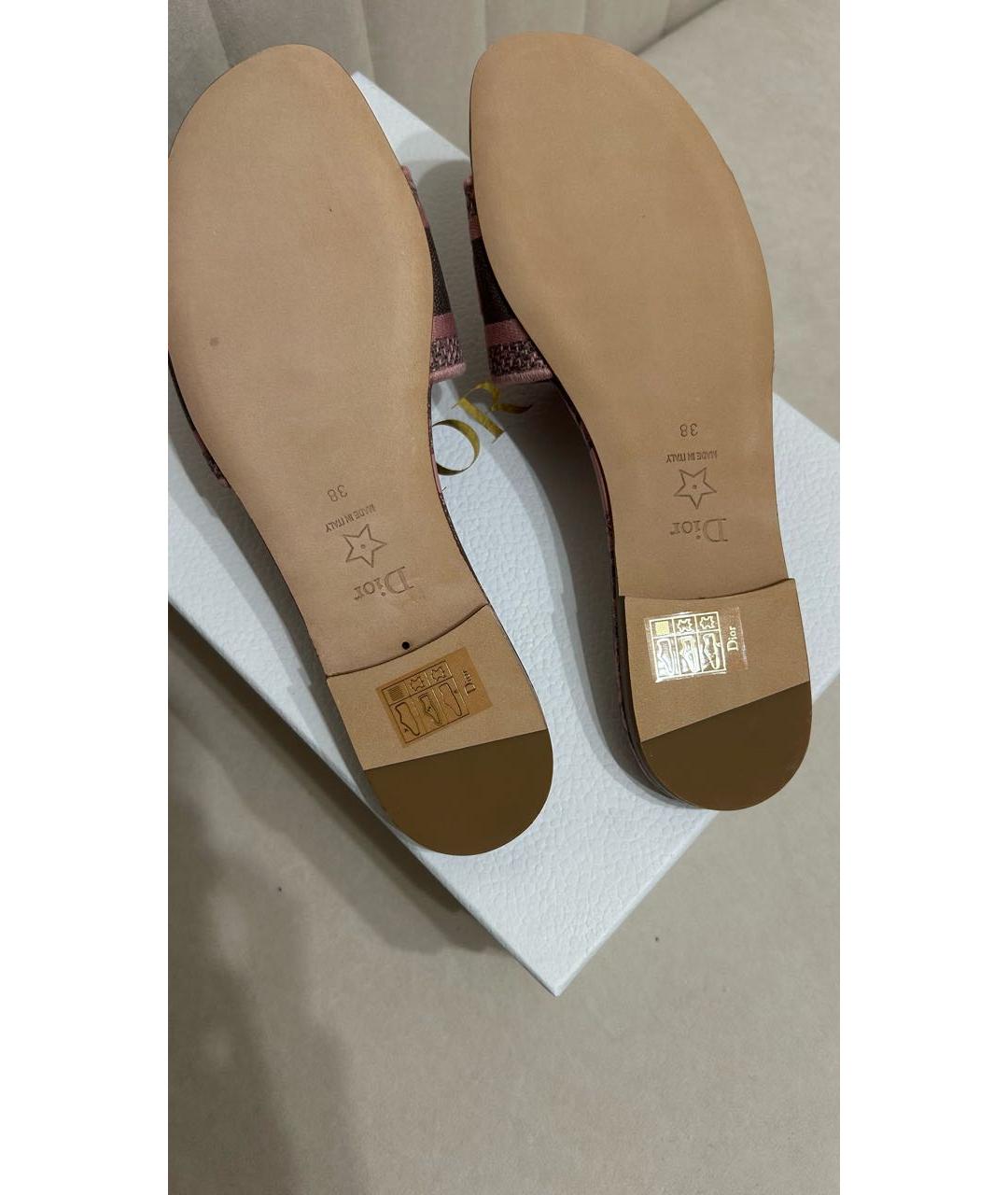 CHRISTIAN DIOR Розовые текстильные шлепанцы, фото 6