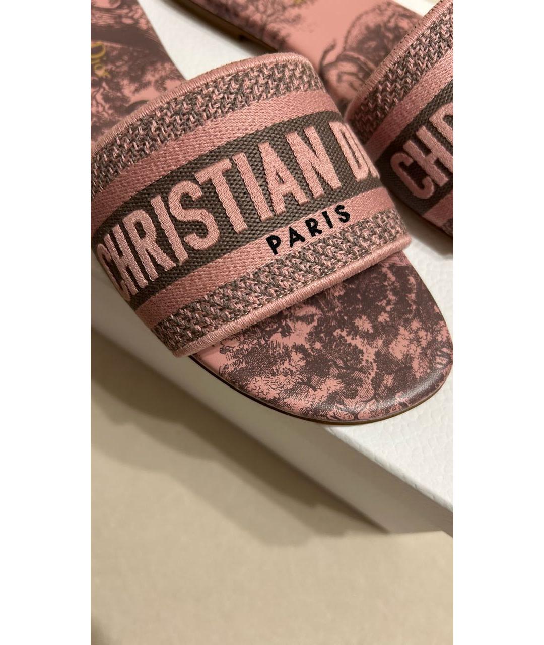 CHRISTIAN DIOR Розовые текстильные шлепанцы, фото 5