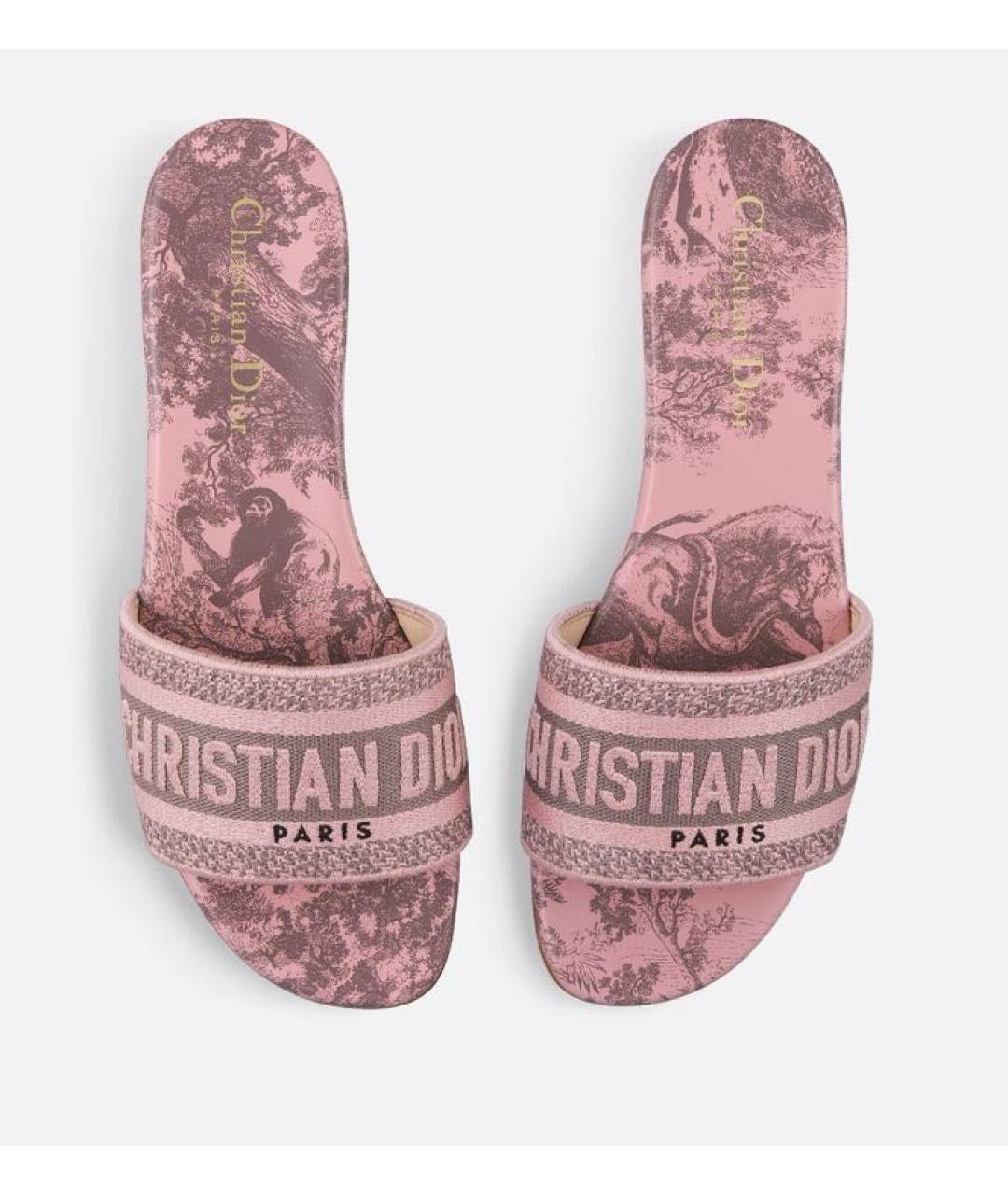 CHRISTIAN DIOR Розовые текстильные шлепанцы, фото 2