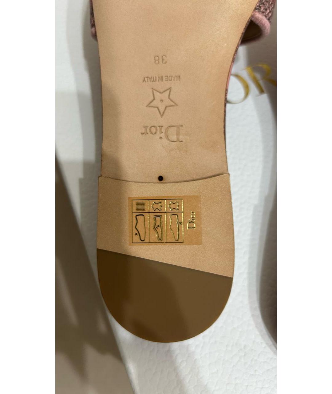 CHRISTIAN DIOR Розовые текстильные шлепанцы, фото 7