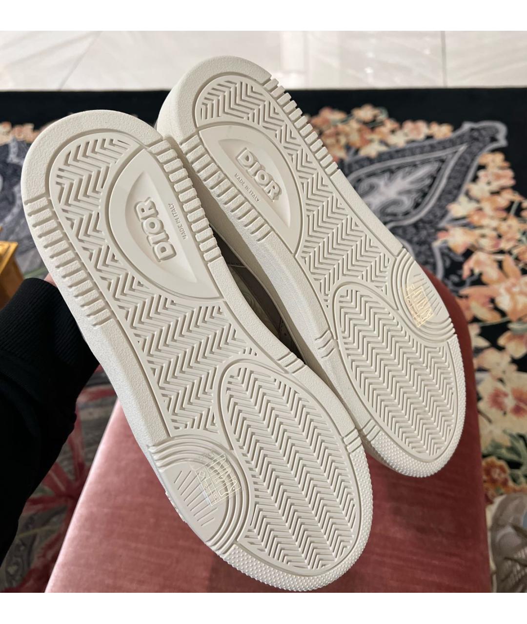 CHRISTIAN DIOR Серые кожаные низкие кроссовки / кеды, фото 5