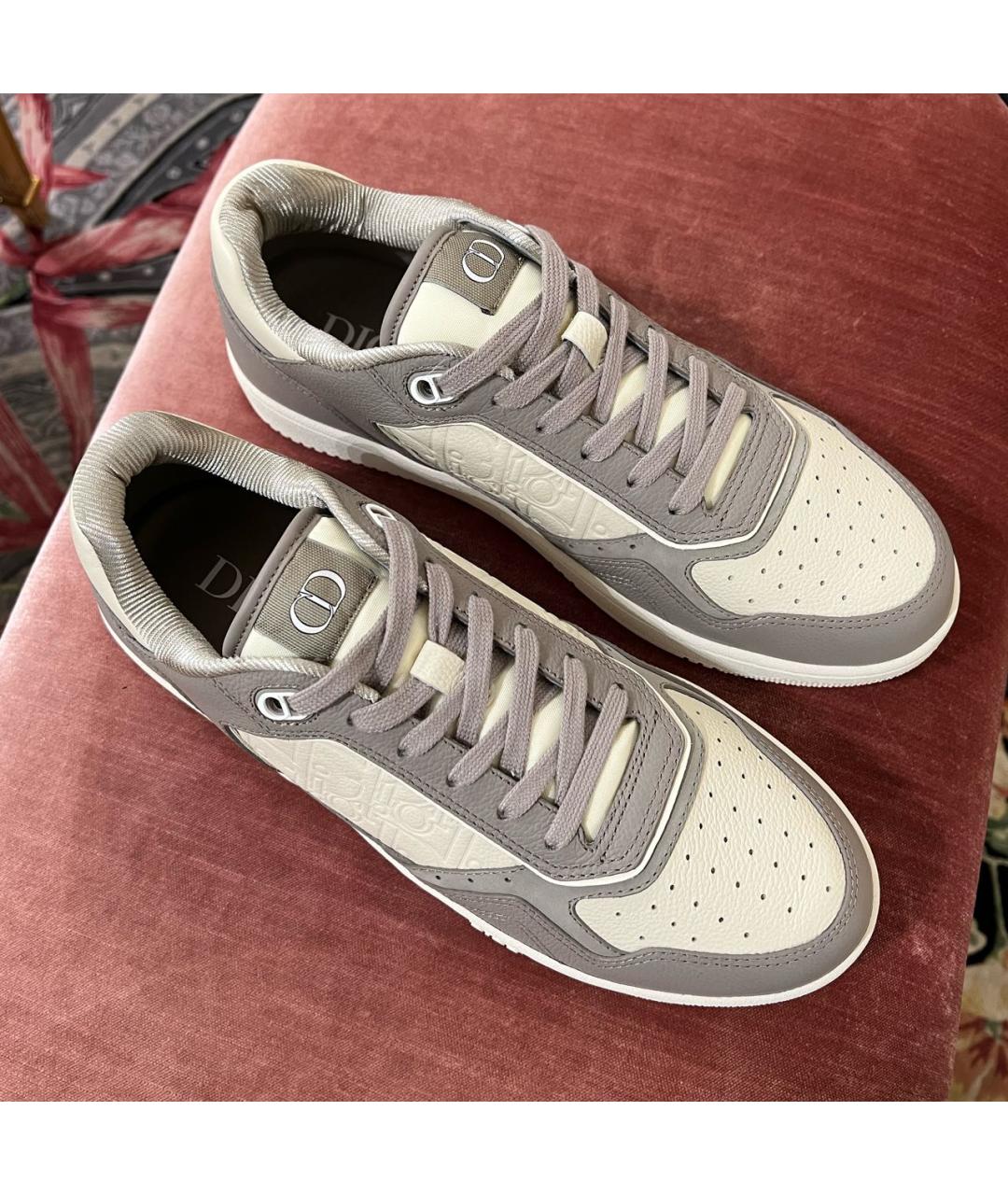 CHRISTIAN DIOR Серые кожаные низкие кроссовки / кеды, фото 4