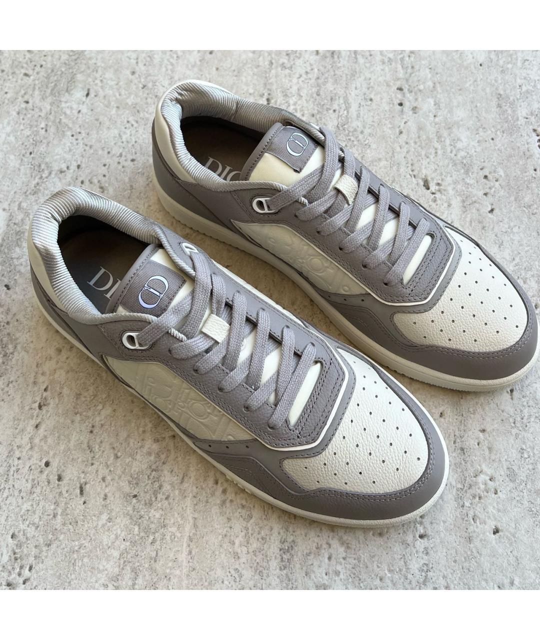CHRISTIAN DIOR Серые кожаные низкие кроссовки / кеды, фото 2