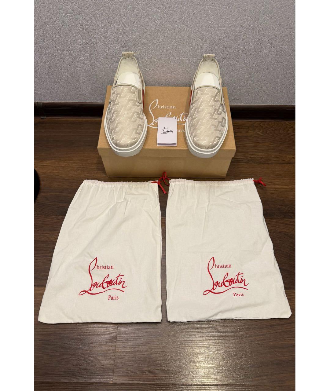 CHRISTIAN LOUBOUTIN Бежевые слипоны, фото 5