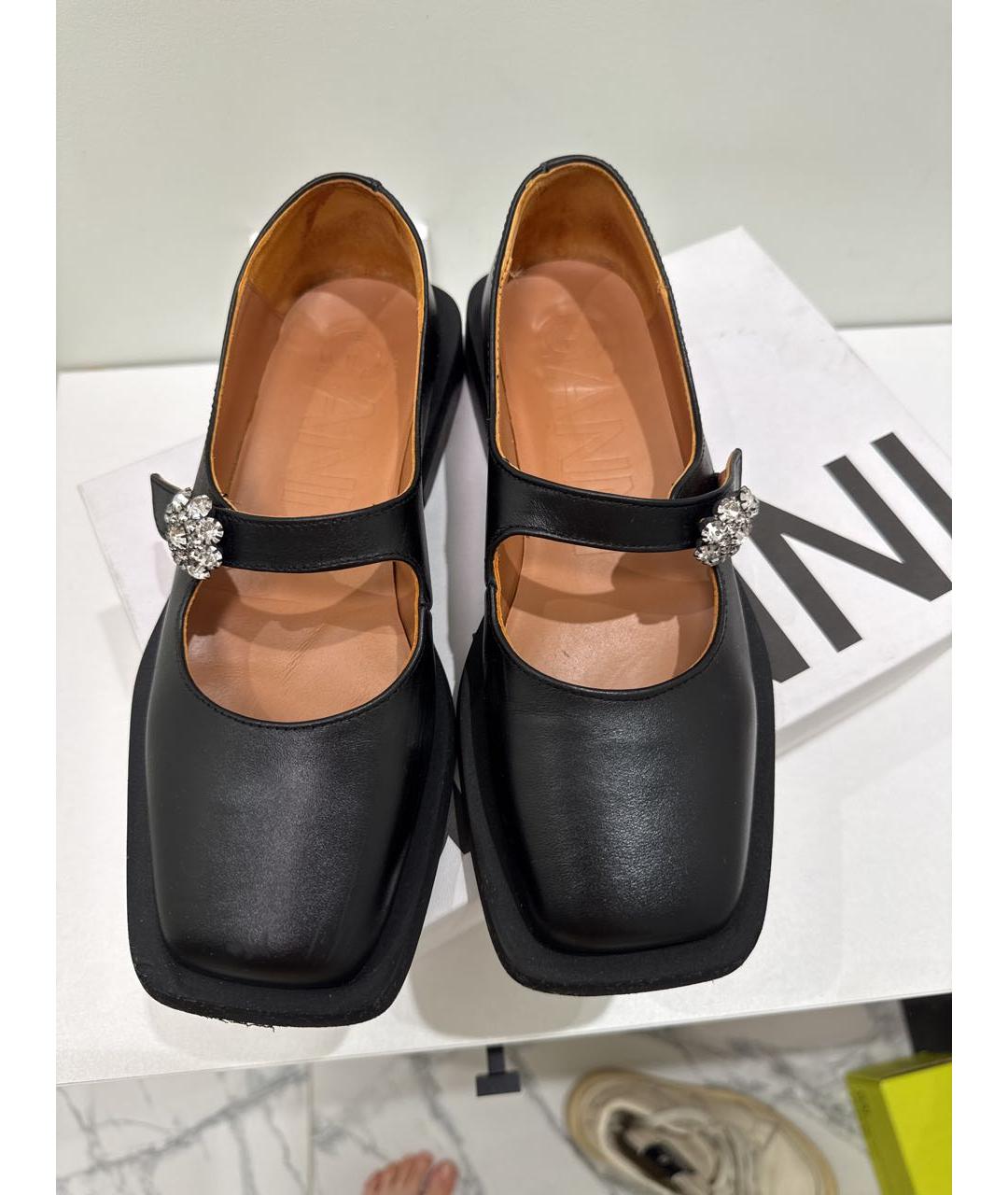 GANNI Черные кожаные туфли, фото 6