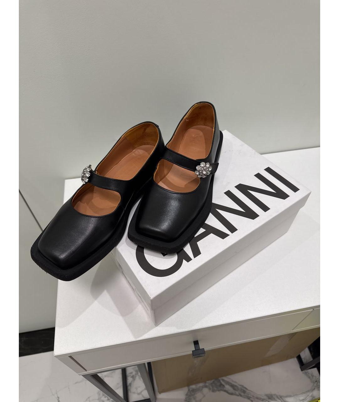 GANNI Черные кожаные туфли, фото 5