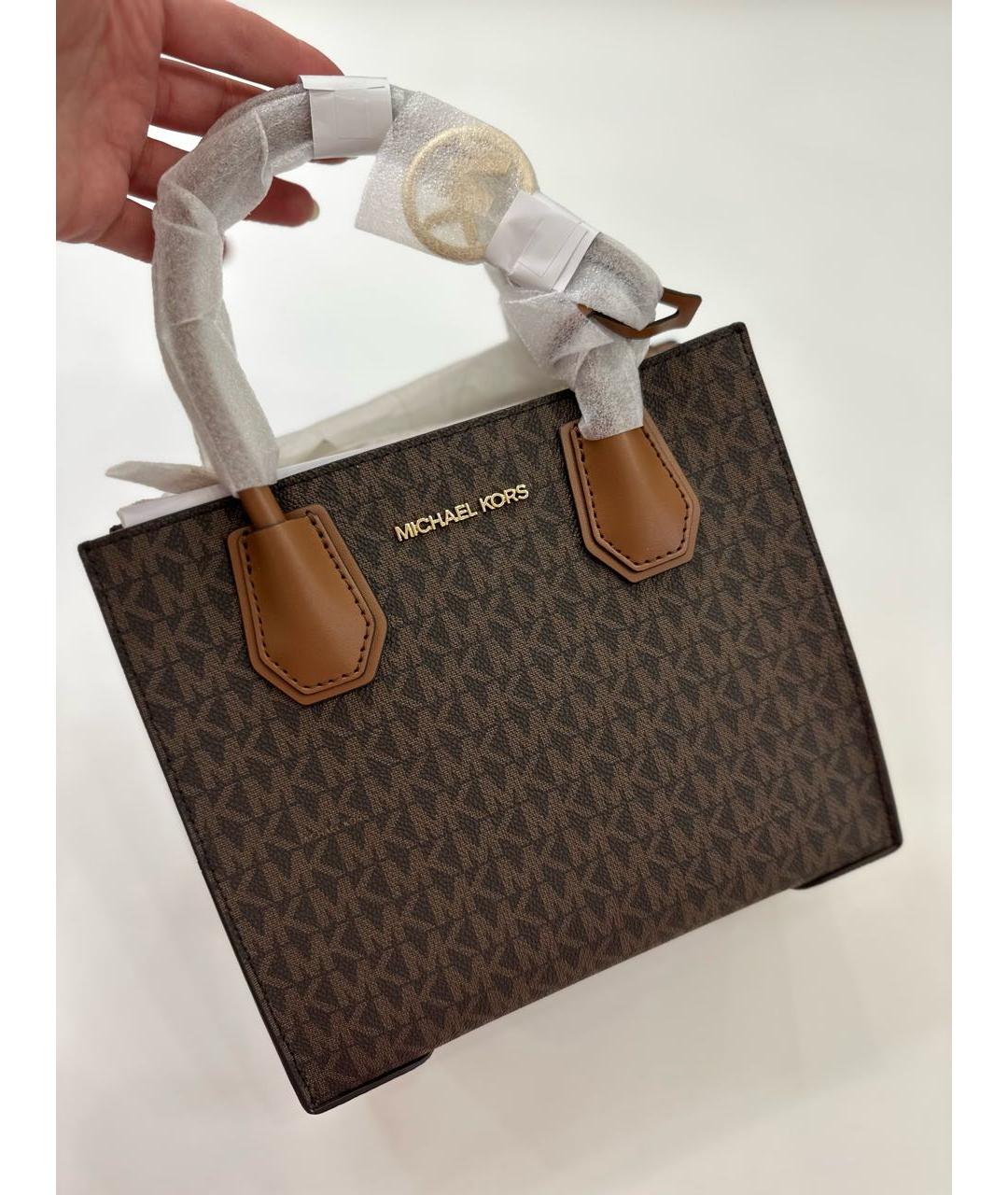 MICHAEL KORS Коричневая кожаная сумка с короткими ручками, фото 4