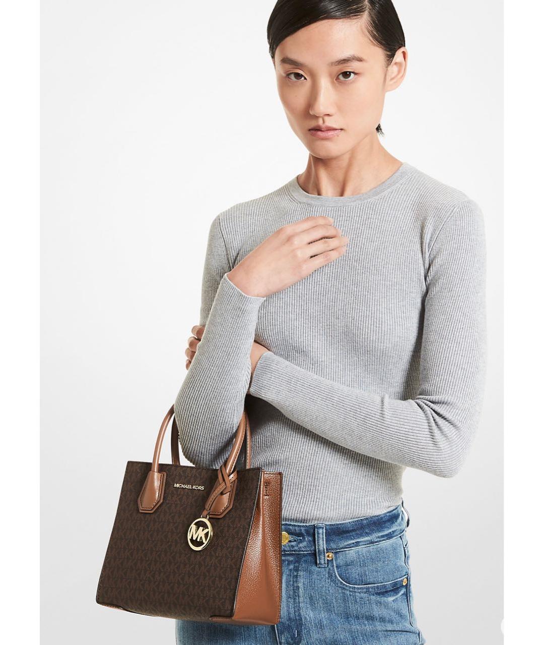 MICHAEL KORS Коричневая кожаная сумка с короткими ручками, фото 3