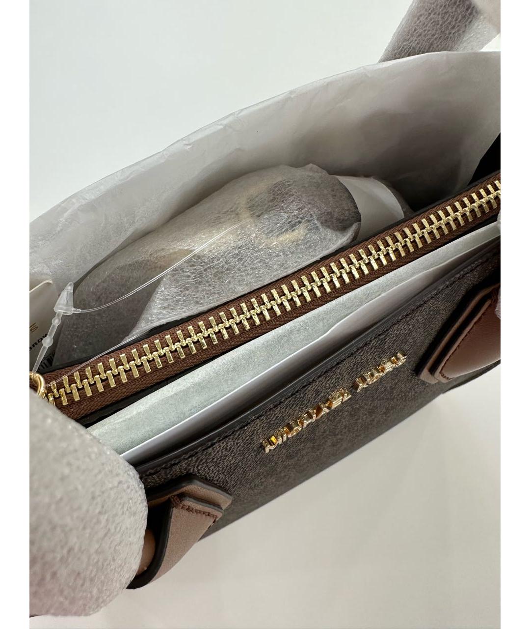 MICHAEL KORS Коричневая кожаная сумка с короткими ручками, фото 7