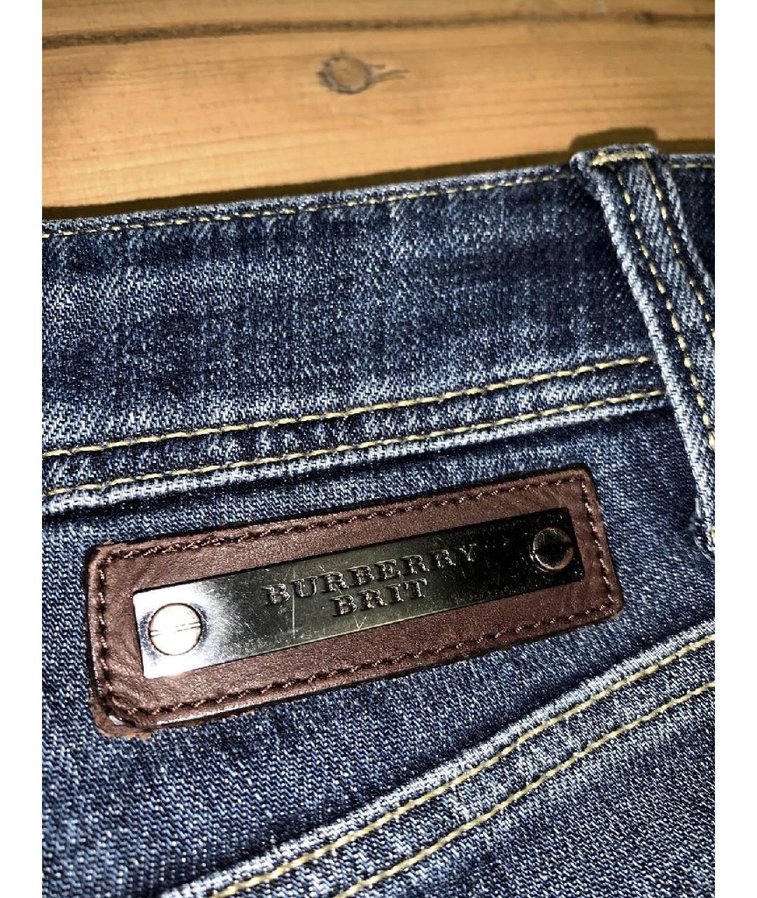 BURBERRY Темно-синие хлопковые джинсы слим, фото 4