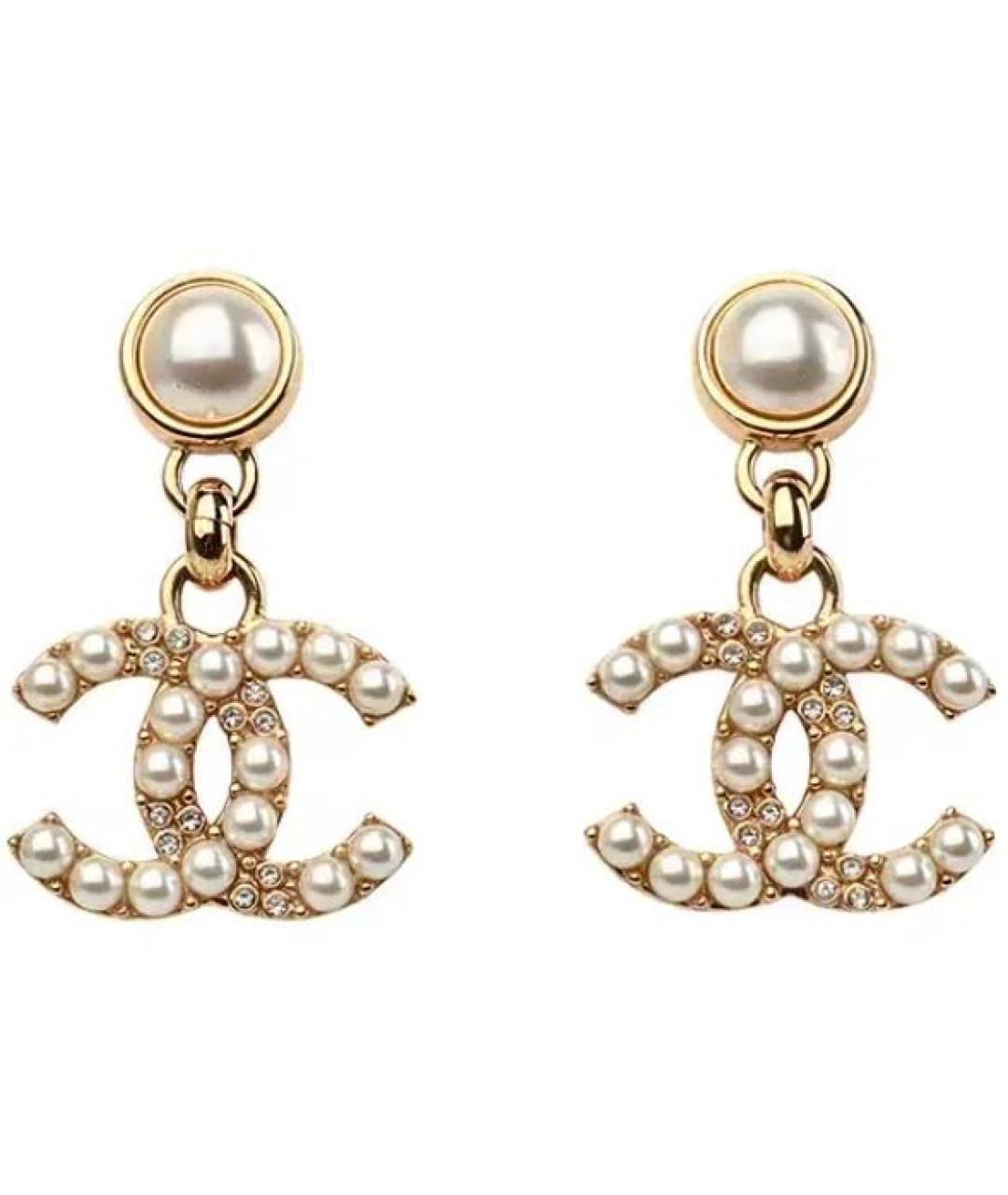 CHANEL Золотые металлические серьги, фото 1