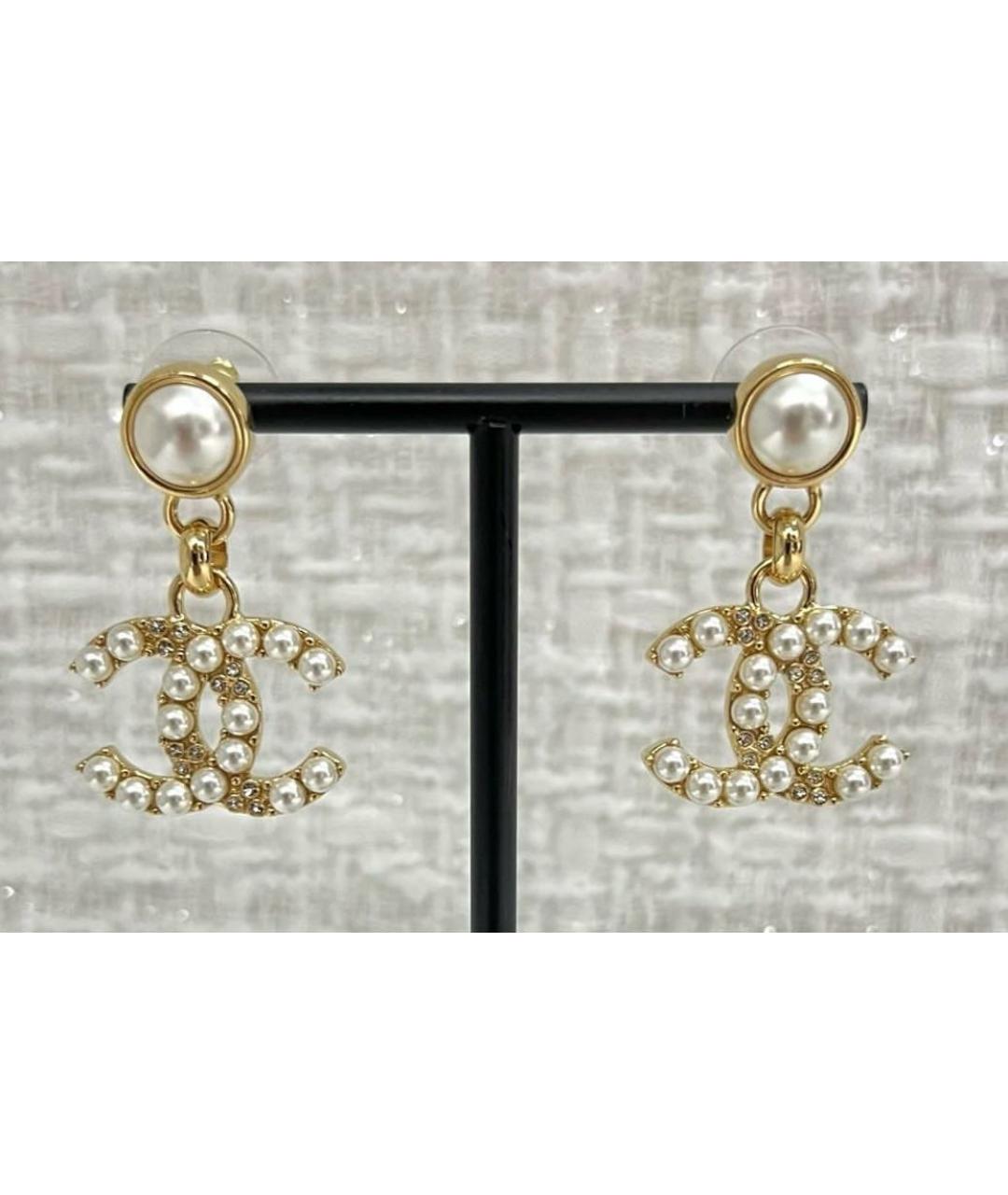 CHANEL Золотые металлические серьги, фото 2