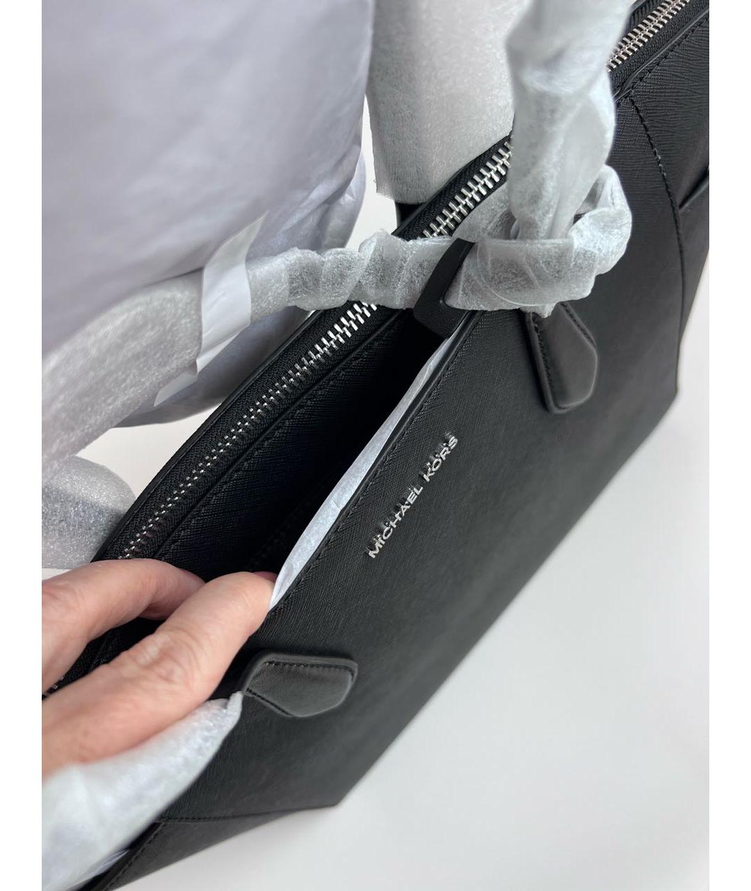 MICHAEL KORS Черная кожаная сумка с короткими ручками, фото 8