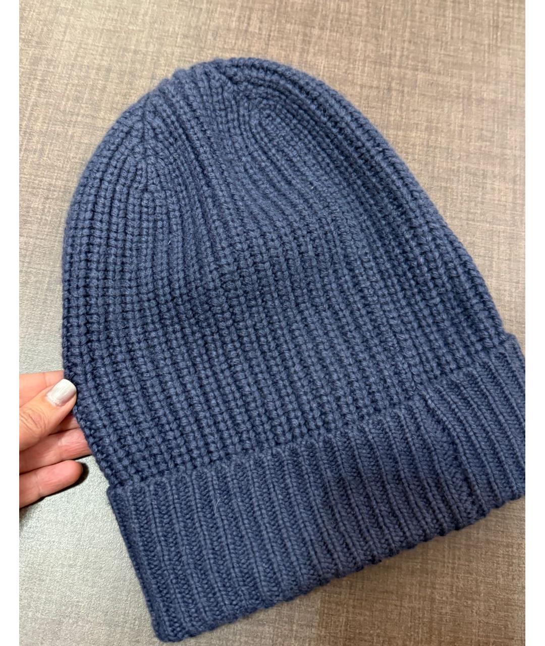 BRUNELLO CUCINELLI Голубая кашемировая шапка, фото 3
