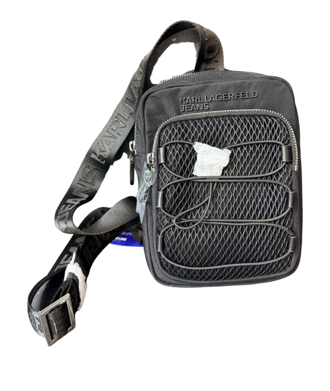 KARL LAGERFELD Черная тканевая сумка на плечо, фото 1