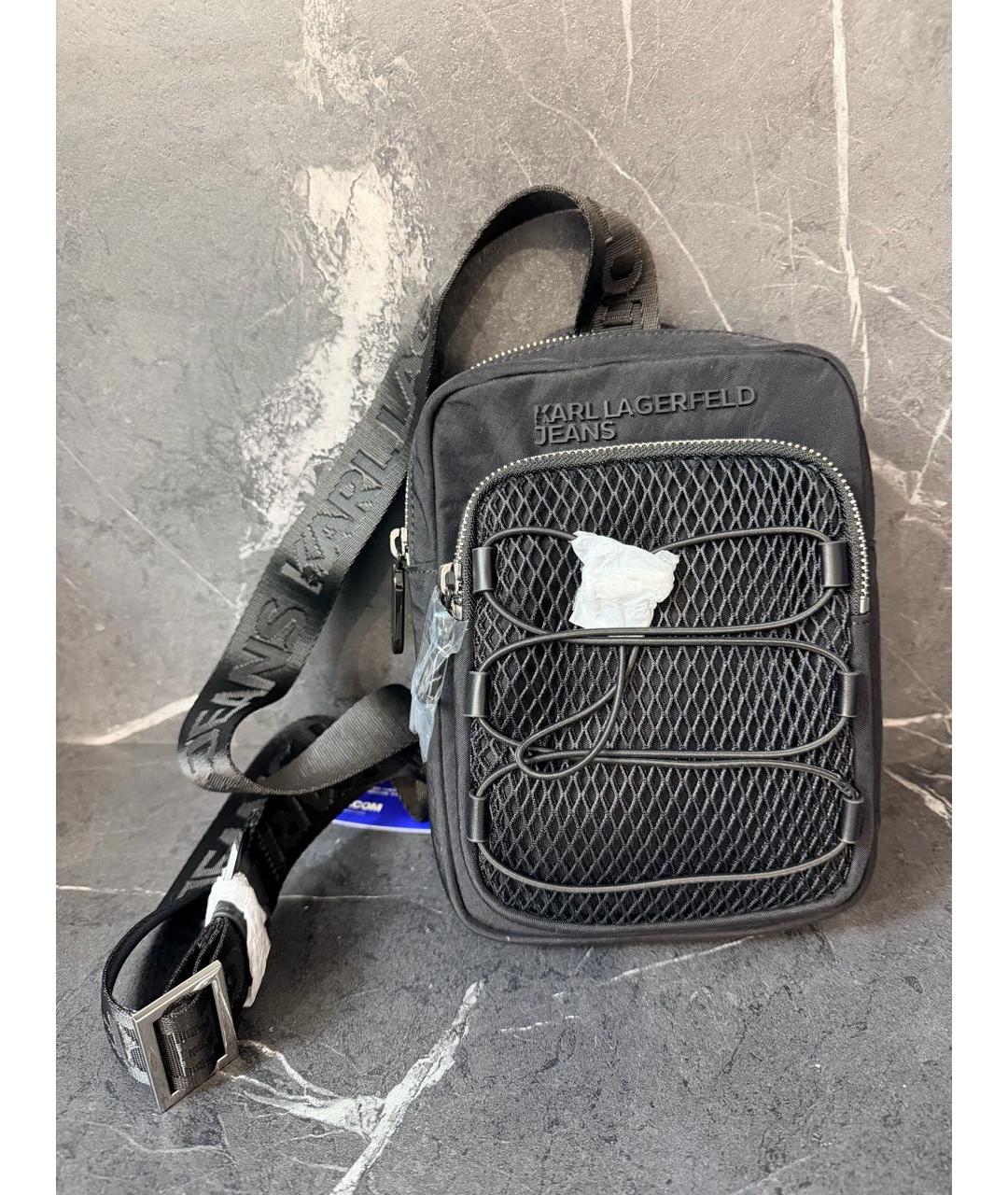 KARL LAGERFELD Черная тканевая сумка на плечо, фото 9
