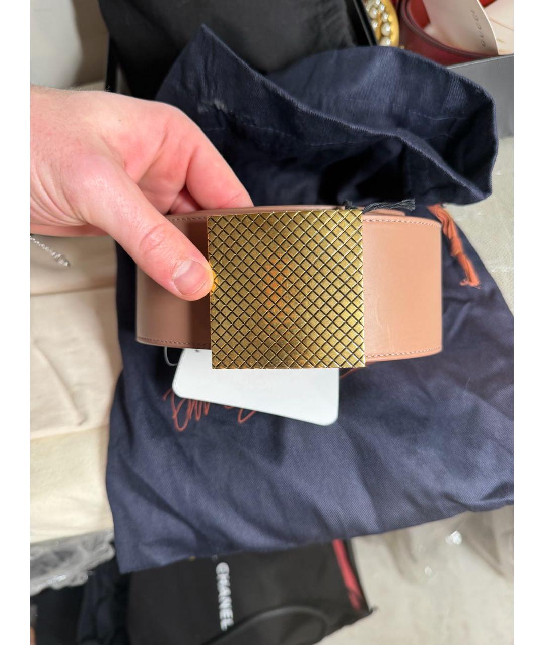 BOTTEGA VENETA Бежевый кожаный ремень, фото 2