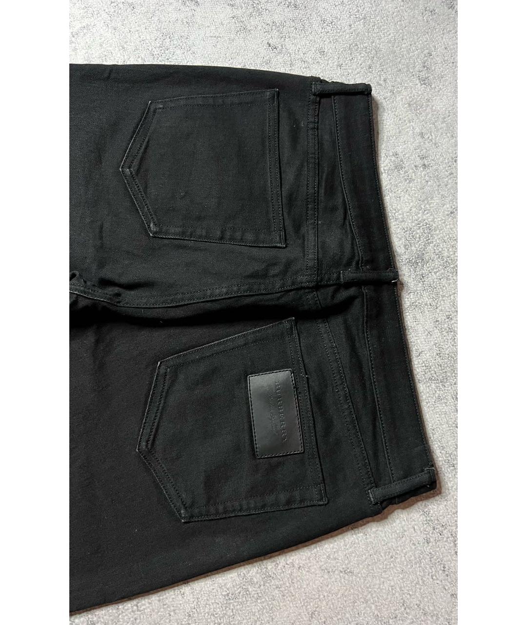 BURBERRY Черные хлопко-эластановые джинсы слим, фото 5