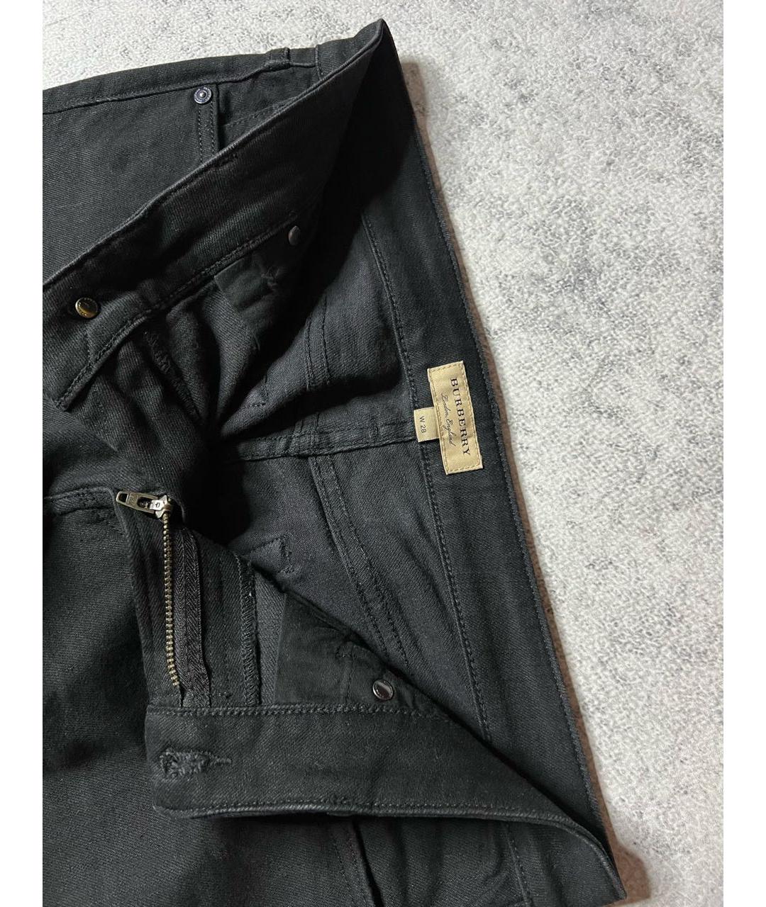 BURBERRY Черные хлопко-эластановые джинсы слим, фото 4