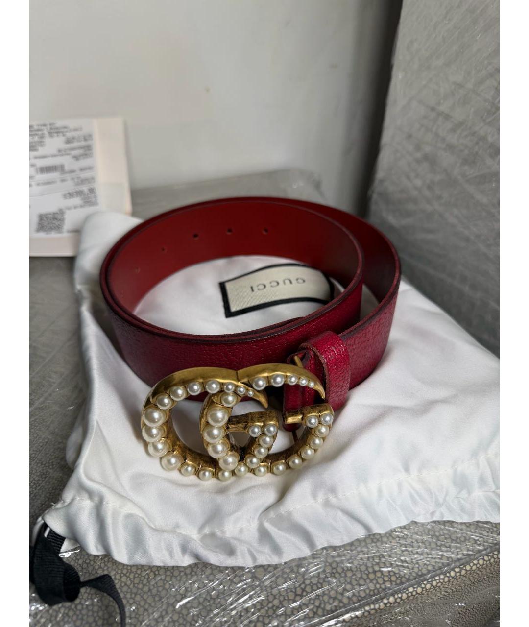 GUCCI Бордовый кожаный ремень, фото 4