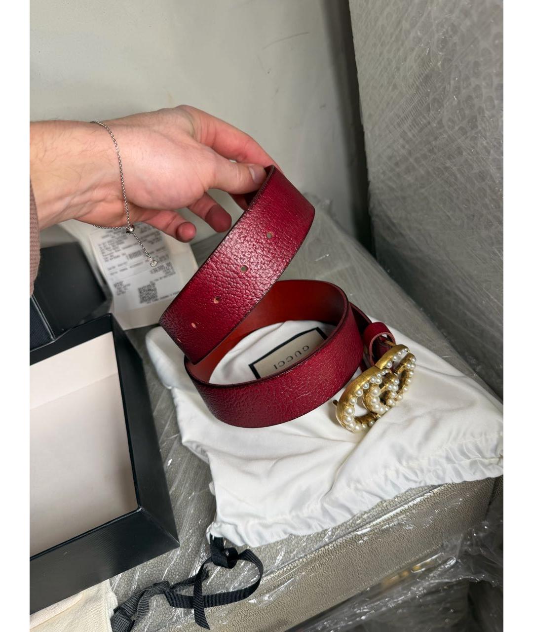 GUCCI Бордовый кожаный ремень, фото 5
