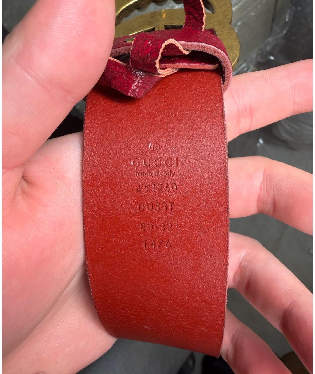 GUCCI Бордовый кожаный ремень, фото 3
