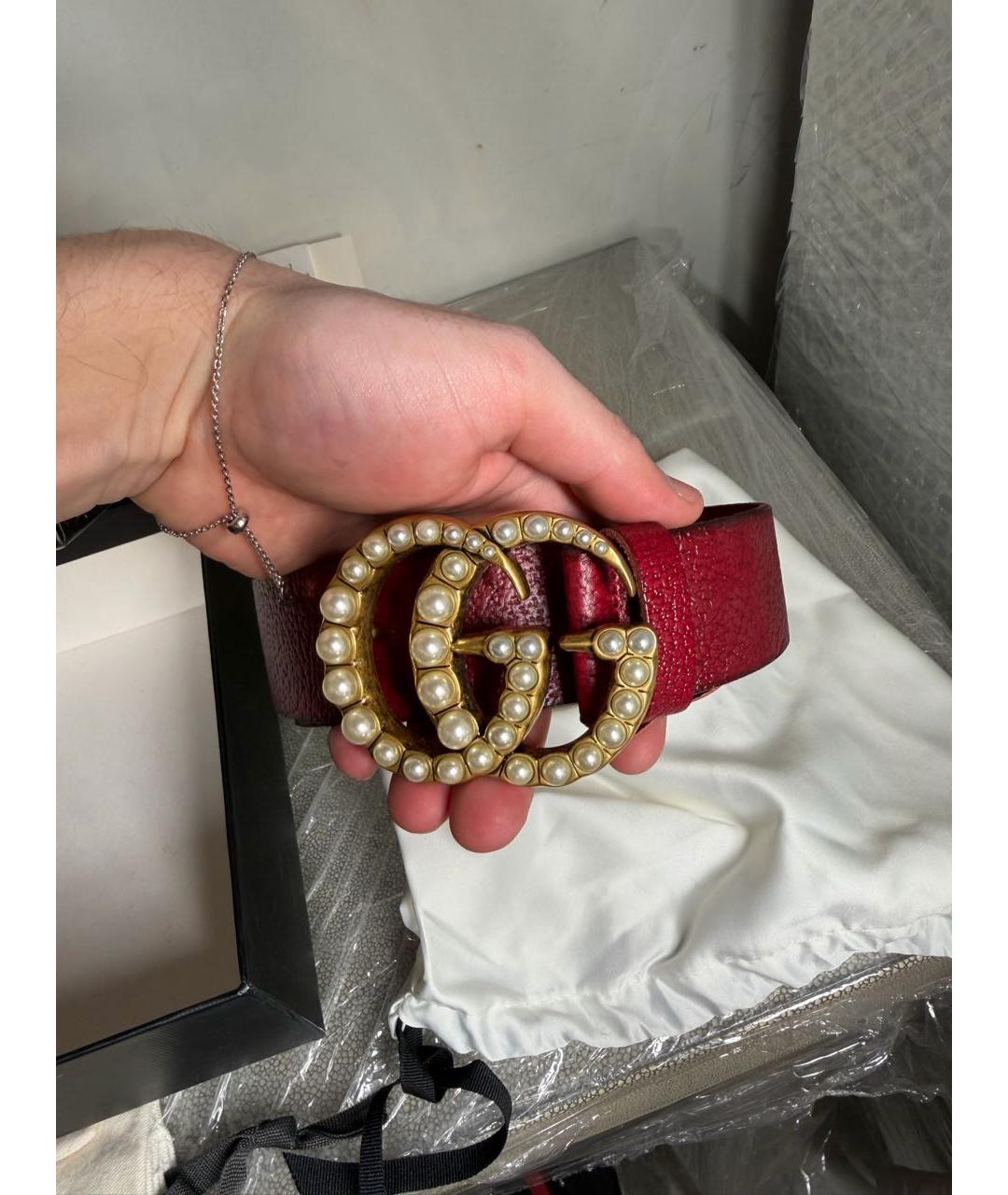 GUCCI Бордовый кожаный ремень, фото 6