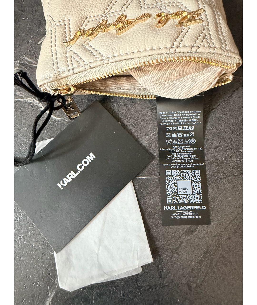 KARL LAGERFELD Бежевый кожаный кошелек, фото 6