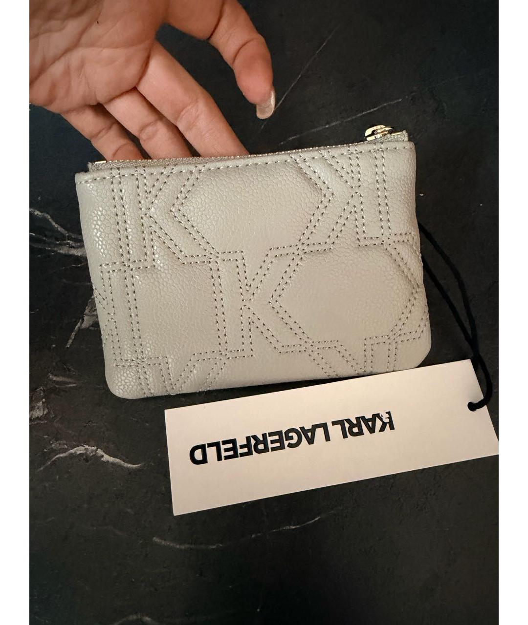 KARL LAGERFELD Бежевый кожаный кошелек, фото 3