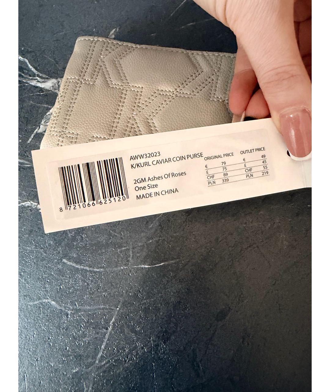 KARL LAGERFELD Бежевый кожаный кошелек, фото 7