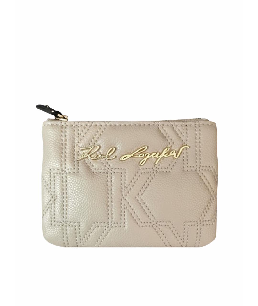 KARL LAGERFELD Бежевый кожаный кошелек, фото 1